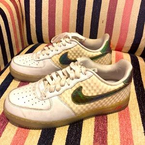 Nike Air Force one size 10 white and metallic